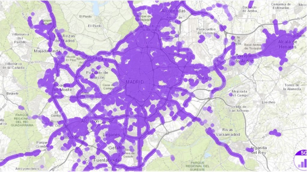 Mapa de Cobertura 5G – Espacio 5G Madrid