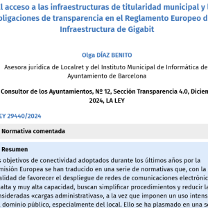 El acceso a las infraestructuras de titularidad municipal y las obligaciones de transparencia en el Reglamento Europeo de la Infraestructura de Gigabit