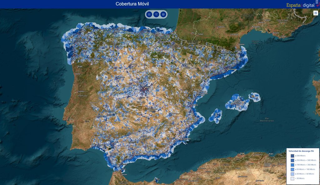 Nuevo mapa oficial para conocer la cobertura de fibra y móvil en toda España